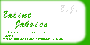 balint jaksics business card